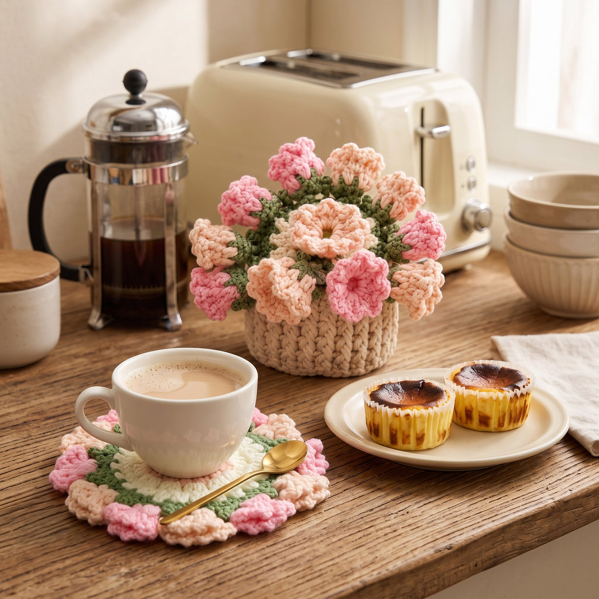 Handmade Crochet Flower Coaster – Decorative Desk Mat