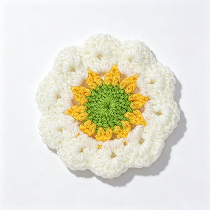 Handmade Crochet Coaster – Boho Floral Design