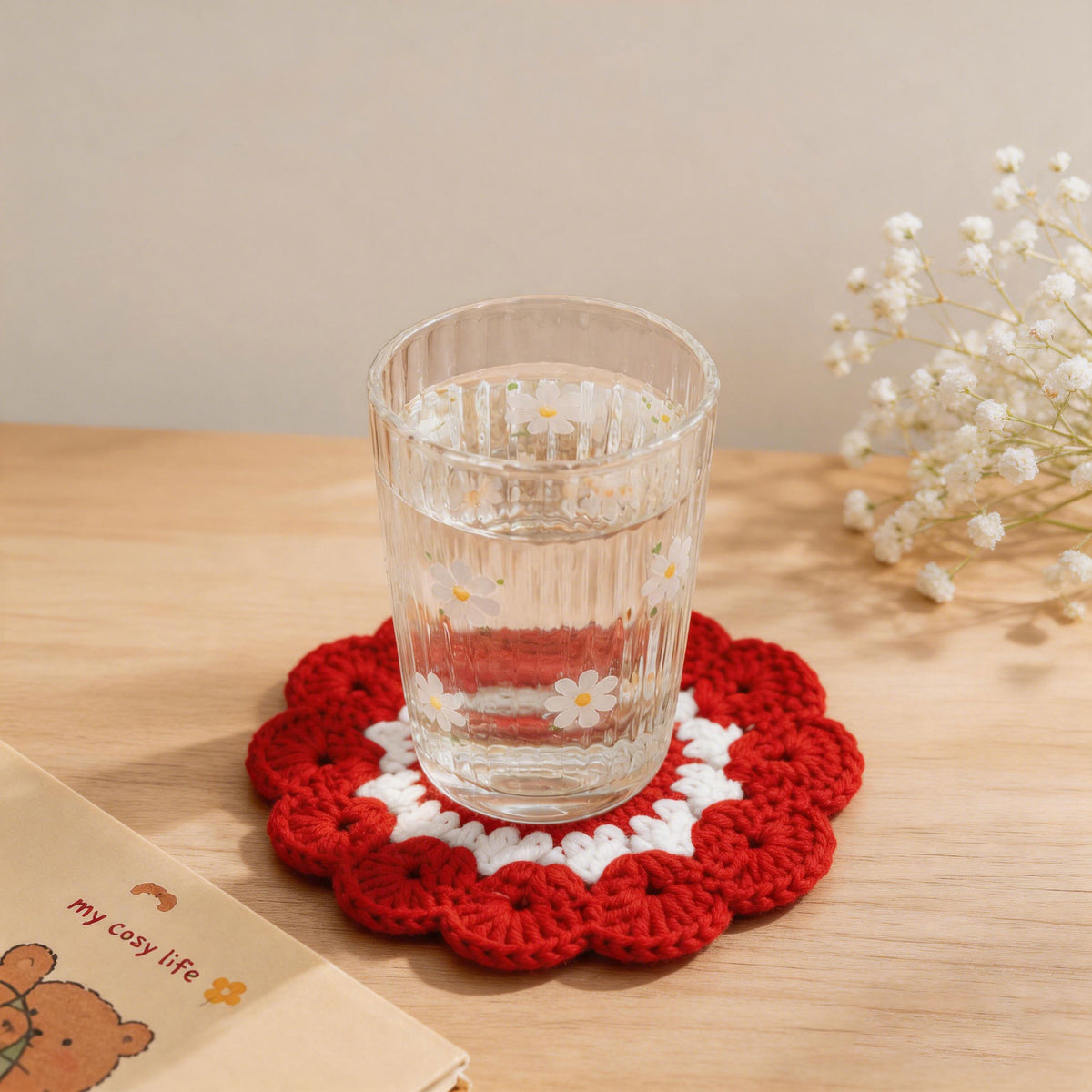 Handmade Crochet Coaster – Boho Floral Design
