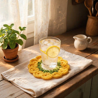 Handmade Crochet Coaster – Boho Floral Design