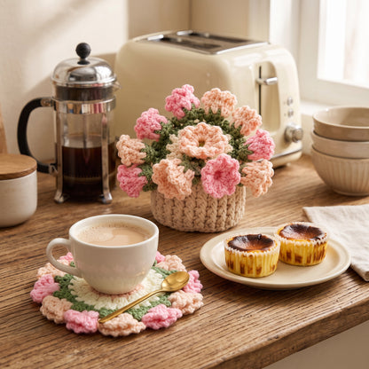 Handmade Crochet Flower Coaster – Decorative Desk Mat